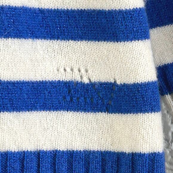Zadig & Voltaire Lilo Bis Striped Sweater Dragon Motif Wool Cashmere Cream Blue - Picture 8 of 11